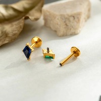 Perhiasan Tindik Telinga Tragus Helix Titanium G23 F136 16G Warna CZ
