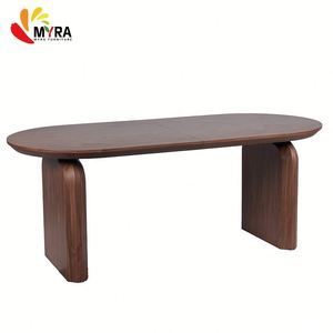 Раскладной обеденный стол Nordic Mesa De Jantar Extensivel, минималистичный, коричневый, овальный, из МДФ, для ресторана. - Product Image 3