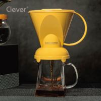 Clever Dripper Mr. Paniers-filtres à café modernes, brevetés, écologiques, réutilisables, durables, jaune jaune-œuf, trapézoïdaux, 500 ml