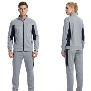 Survêtement unisexe gris à manches longues avec cordon de serrage, capuche, couleur unie, 100% coton respirant, vêtements d'hiver 2 en 1 en polaire - Product Image 1