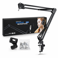 Support de microphone noir réglable avec bras articulé, réduction du bruit, support de micro de bureau pliable, suspension métallique et vis de fixation pour micro