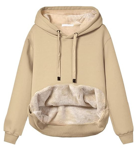<span class=keywords><strong>Sweat</strong></span>-shirt <span class=keywords><strong>à</strong></span> <span class=keywords><strong>capuche</strong></span> épais et <span class=keywords><strong>chaud</strong></span> pour <span class=keywords><strong>femme</strong></span>, en molleton Sherpa, idéal pour l'hiver – Modèle OEM - Product Image 1