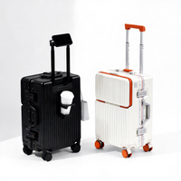 Nouvelle valise en aluminium simple avec fermeture éclair, 20 ou 24 pouces, coque rigide de haute qualité, ouverture frontale, valise de voyage