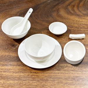 Service de table en céramique blanche épaisse, vaisselle ronde en porcelaine, passe au lave-vaisselle, pour hôtels, restaurants, salons de thé, thé du matin - Product Image 1