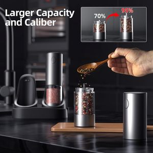 Nouvel ensemble moulin à sel et à poivre électrique automatique rechargeable en acier inoxydable, écologique, compatible lave-vaisselle et alimenté par USB 2025 - Product Image 5