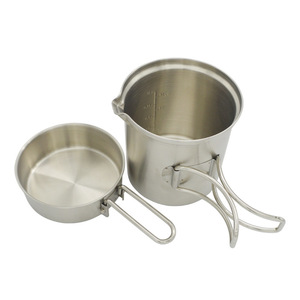 Ensemble de cuisine portable pour extérieur Cpj 33 Silver, léger, avec tasse à mesurer et poêle - Product Image 1