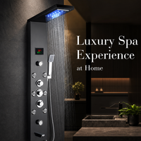 Ensemble de douche intelligent en acier inoxydable avec douchette intégrée à cinq modes de pulvérisation multifonctionnels et écran LED pour salle de bain