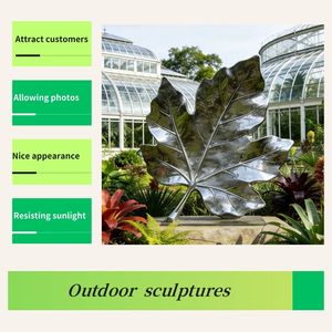 Escultura Moderna de Acero Inoxidable en Forma de Hoja a Gran Escala, Personalizada, OEM/ODM, de Lujo, Resistente a la Intemperie, Arte Inspirado en la Naturaleza para Jardín - Product Image 4
