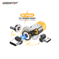 Adaptor magnetik 1pin rotasi 540 3 in 1 Universal Tipe C & IOS & mikro menghubungkan adaptor pengisian (2026 Model baru)