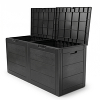 Grand bac de rangement extérieur 250L, boîte en PP résistante aux intempéries avec roues et poignée pour outils de jardin, garage, équipement