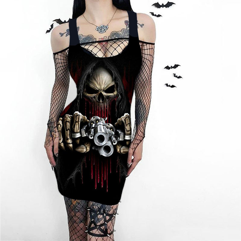 Skull Flower Print Costume