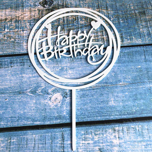 Décoration de gâteau d'anniversaire en acrylique rond, thème Miel et Douceur, doré, argenté, noir, miroir, bleu roi, rose - Product Image 5