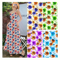 Tissu en Chiffon de Luxe Personnalisé à Imprimé Floral Numérique, Grand Motif Floral Vibrant, Doux, 95% Polyester 5% Spandex, Idéal pour Robe