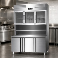 Réfrigérateur combiné professionnel pour cuisine commerciale, armoire verticale à triple porte, congélateur inférieur, en acier inoxydable 304