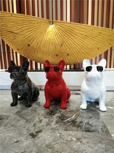 Perro de Cerámica Negra de Resina, Perro de Resina Personalizado con Gafas, Perro American Bully Grande con Diseño Moderno, Decoración para el Hogar - Product Image 6