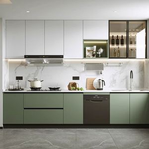 Juego de Muebles de Cocina Santopova a Medida en Verde y Blanco: Diseño Moderno y Minimalista - Product Image 1