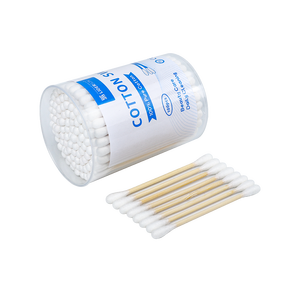 Échantillon gratuit 100 pièces/boîte de bâtonnets de coton en bambou avec boîte ronde pour le nettoyage des oreilles et du nez - Product Image 5