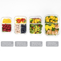 IKOO Vente en gros Boîte à lunch Tiffin Récipient alimentaire en verre avec séparateur pour le stockage des aliments