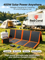 Panneau solaire monocristallin pliable portable 400W, étanche, haute efficacité, chargeur solaire pour camping, camping-car, station d'alimentation