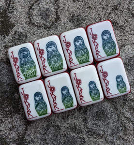 Jeu de Mahjong américain bohème avec ballons à air chaud et Matryoshka, 160 tuiles personnalisées pour soirées de jeu en famille et entre amis - Product Image 2