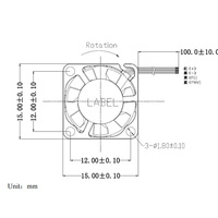 15x15x4mm Micro ventilateur de refroidissement axial 3.3V 5V DC Source d'alimentation électrique avec lames en plastique OEM personnalisable