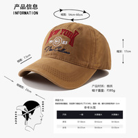Casquette de baseball unisexe anti-UV 6 panneaux en coton 100% avec broderie mécanique antique et motif texte alphanumérique, ajustable
