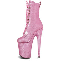 8 "Bottines exotiques femmes mariage gothique 20cm talons hauts plate-forme paillettes à lacets pôle danse bottines
