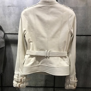 <strong>Women</strong> Genuine <strong>Leather</strong> <strong>Jacket</strong> High Quality V-neck Zipper <strong>Real</strong> <strong>Leather</strong> <strong>Jacket</strong> Ladies With Belt - Product Image 2
