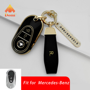 GZ DOMI Accessoires <span class=keywords><strong>Mercedes</strong></span> Étui de protection pour <span class=keywords><strong>clé</strong></span> de voiture en TPU avec bord doré pour <span class=keywords><strong>Mercedes</strong></span> Benz S400L/450L avec <span class=keywords><strong>porte</strong></span>-clés - Product Image 1