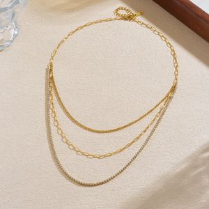 Conjunto de collares apilables de acero inoxidable con diseño de clip, delicadas cadenas de varias capas, joyería dorada para mujer. - Product Image 3