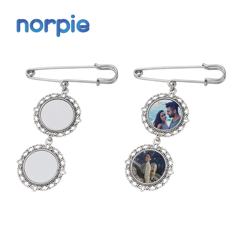 Personalized Wedding Bouquet Photo Charm Sublimation Round Brooch