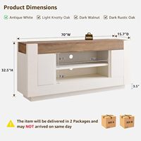 Meuble TV en bois antique durable, centre de divertissement, table console TV, grands rangements ouverts, armoires latérales, convient aux téléviseurs de 65 pouces et plus
