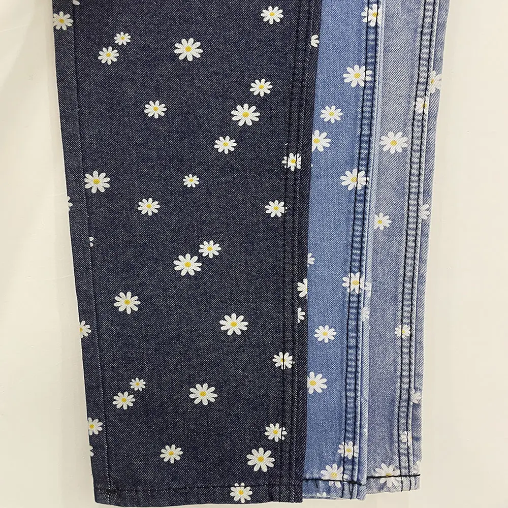 SUPER Skinny To Kids PRINTED Flower Fashion 100% Cotton 9OZ For Fabric Jeans