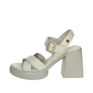 Sandali da donna con tacco grigio scarpe da sposa con cinturino alla caviglia 160793 con chiusura a punta o punta quadrata in pizzo - Product Image 1