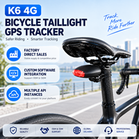 Traceur de vélo intelligent K6 4G GPS BDS avec feu arrière, antivol, éclairage automatique et longue autonomie de la batterie