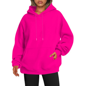 Felpa con cappuccio <span class=keywords><strong>oversize</strong></span> a maniche lunghe con spalle scese, tinta unita, da donna, autunnale, spessa, senza bisogno di stiratura, per Europa e America, per <span class=keywords><strong>siti</strong></span> indipendenti - Product Image 2