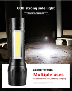 ไฟฉาย LED แบบพกพา ชาร์จซ้ำได้ พร้อมคลิปหนีบปากกา ซูมได้ กันน้ำ มีไฟด้านข้าง ใช้สำหรับตั้งแคมป์กลางแจ้ง หรือในกรณีฉุกเฉิน - Product Image 4