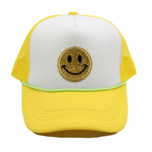 Parche bordado Logo Malla Dos tonos 5 Panel Cara sonriente Cuerda de béisbol Sombrero de camionero - Product Image 6