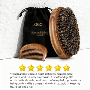 ชุดหวีแปรงเคราไม้ธรรมชาติสำหรับผู้ชายแปรงเคราขนแปรงสำหรับหนวด - Product Image 2