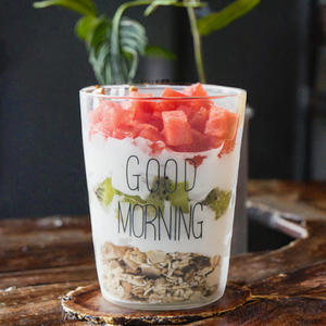 Tazza per Latte in Vetro Borosilicato Soffiato a Mano Bingocz, Design con Scritta '<span class=keywords><strong>Buongiorno</strong></span>', per il Ritorno a Scuola, Antigoccia, Senza BPA - Product Image 2