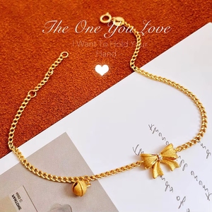 Xinfly Christmas Gift Real 18k Gold Fine Jewelry Bowknot Bell Pendant Charm <b>Bracelets</b> - Product Image 4