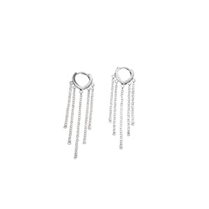 S925 Sterling Silver Heart Shape Tassel <b>Cuff</b> <b>Earrings</b> Asymmetrical Chain Everyday Wear - Product Image 5