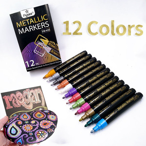 Pump Action Marker Scrapbooking for <strong>Adults</strong>, Kids, Set of 12 Glitter Metallic Marker Paint <strong>Pens</strong> - Product Image 2