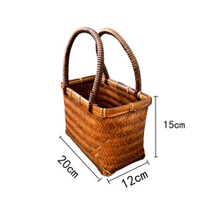 Túi xách thủ công bằng tre Trung Quốc phong cách cổ điển dành cho nữ, hình chữ nhật, phong cách thiền, đựng trà, quần áo, túi dệt thủ công - Product Image 6