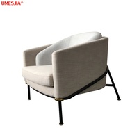 Moderne Italie Designer FIL NOIR Fauteuil Chaise longue Salon meubles en métal jambes Chaise De Loisirs En Tissu
