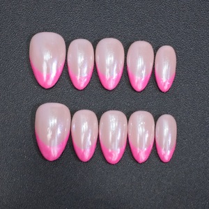 <span class=keywords><strong>Uñas</strong></span> Postizas Acrílicas Cortas Hechas a Mano al Estilo Francés, <span class=keywords><strong>Uñas</strong></span> Falsas Reutilizables - Product Image 2