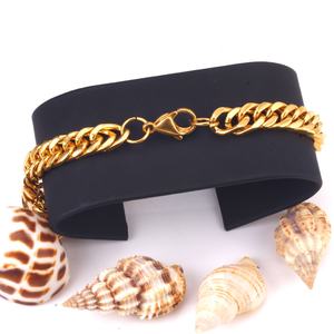 Bracelet chaîne populaire en acier inoxydable plaqué or 18 carats, design hip-hop pour hommes - Product Image 2