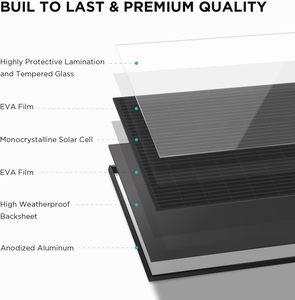 Full Black 50W 100W 150W 200W Offgrid Solar PERC HJT Mono for 12V <b>24V</b> <b>Battery</b> Charging System - Product Image 2