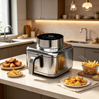 Friteuse à air électrique Longbank 1800W, contrôle numérique intelligent, acier inoxydable, grande capacité 6 litres avec 6 programmes de cuisson prédéfinis