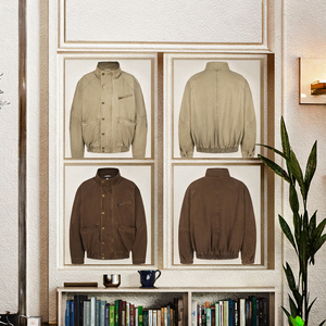 American Retro Stand-Collar Bomber Jacket Zipper <b>Button</b> Front Removable Liner Unisex Style Autumn Winter Washed Vintage Cotton - Product Image 3